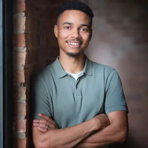 Kevin Street, smiling, arms crossed, leaning against a brick wall
